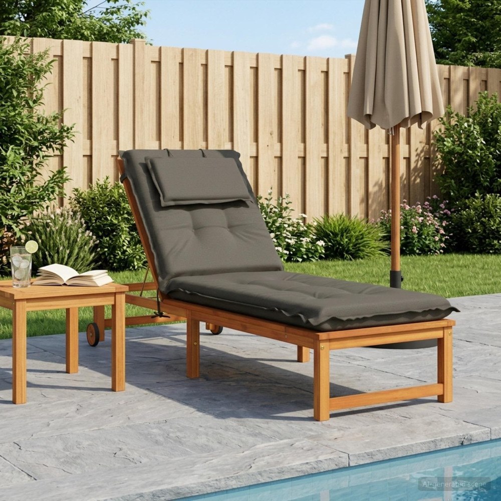vidaXL Solstol Kudde GEMERT 100% Polyester Grå 190 x 60 x 9 cm