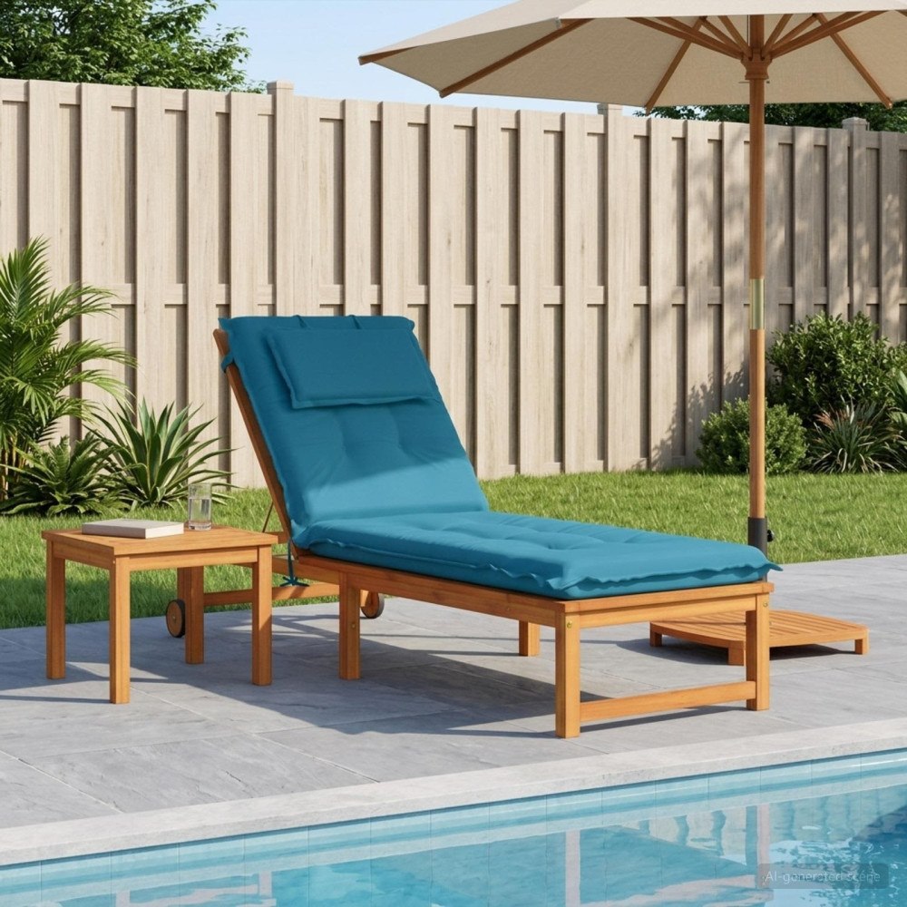 vidaXL Solstol Kudde GEMERT 100% Polyester Ljusblå 190 x 60 x 9 cm