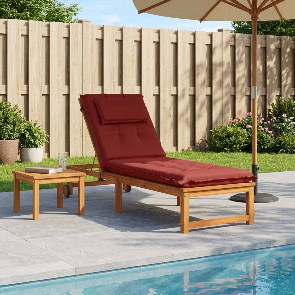 vidaXL Solstol Kudde GEMERT 100% Polyester Vinröd 190 x 60 x 9 cm