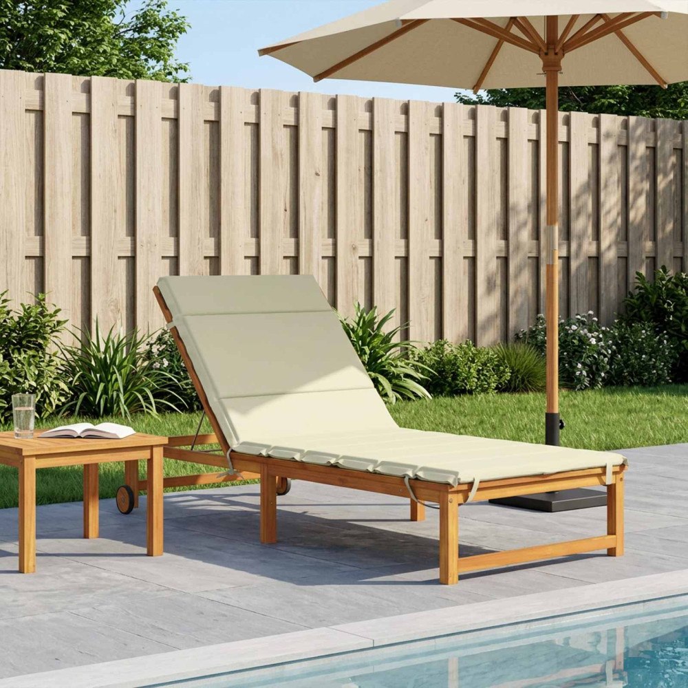 vidaXL Solstol Kudde GEMERT 100% Polyester Gräddvit 200 x 70 x 3 cm