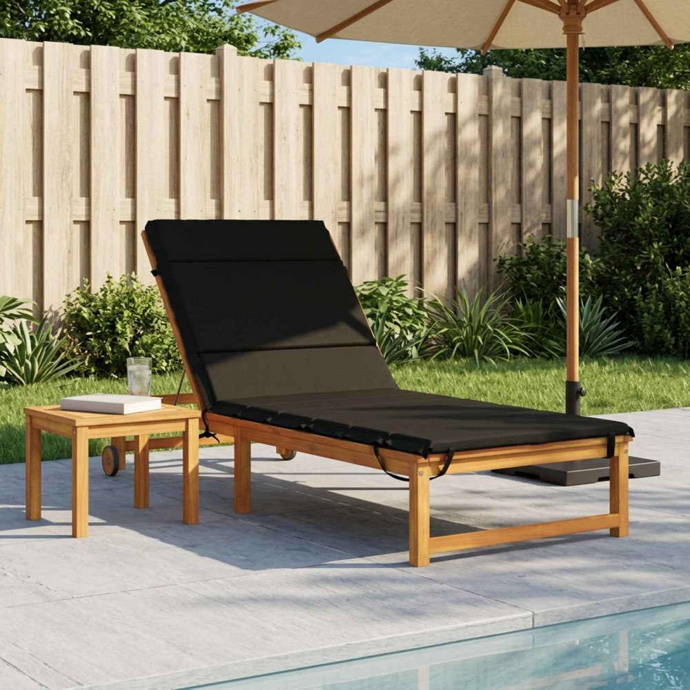vidaXL Solstol Kudde GEMERT 100% Polyester Svart 200 x 90 x 3 cm