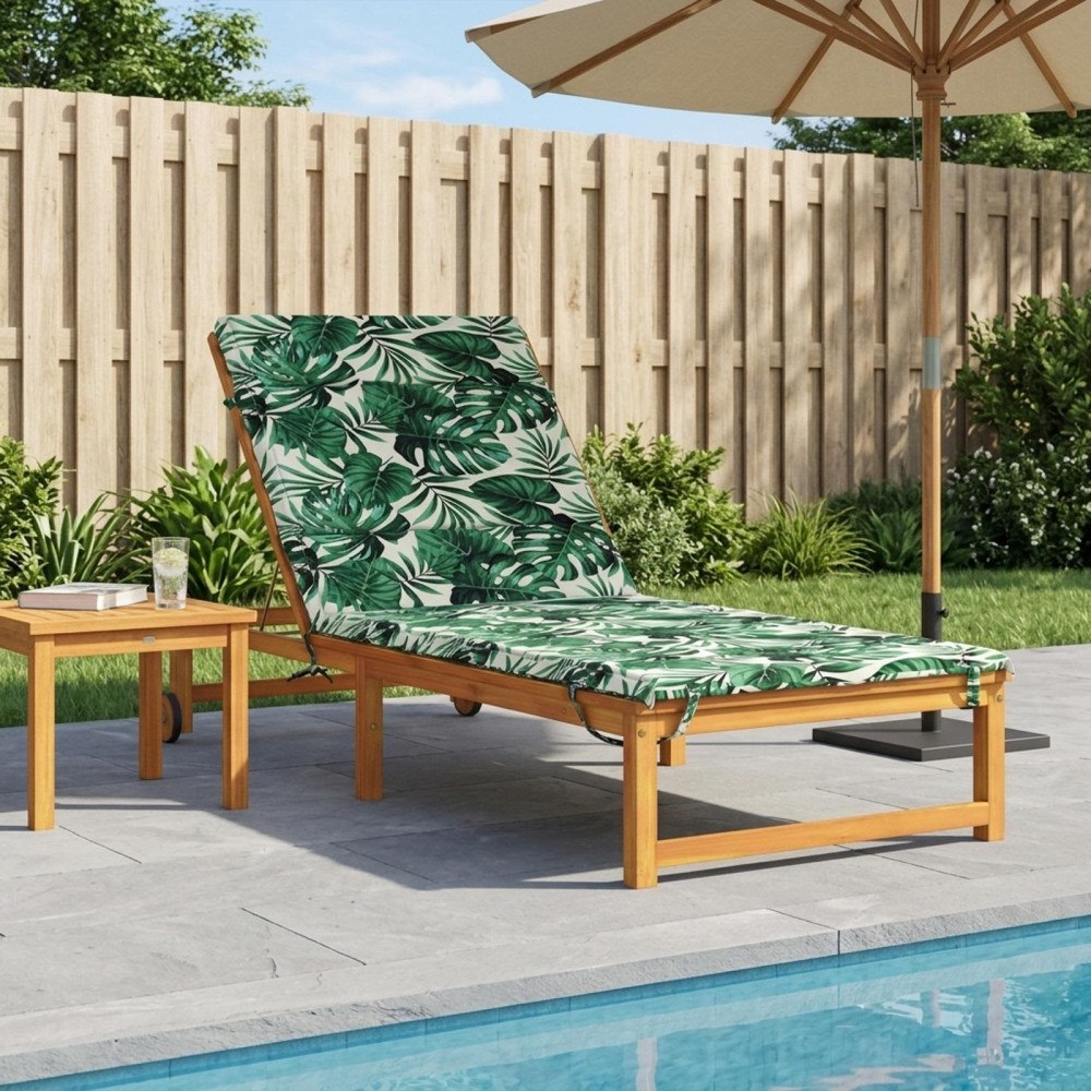 vidaXL Solstol Kudde GEMERT 100% Polyester Bladmönster 200 x 90 x 3 cm