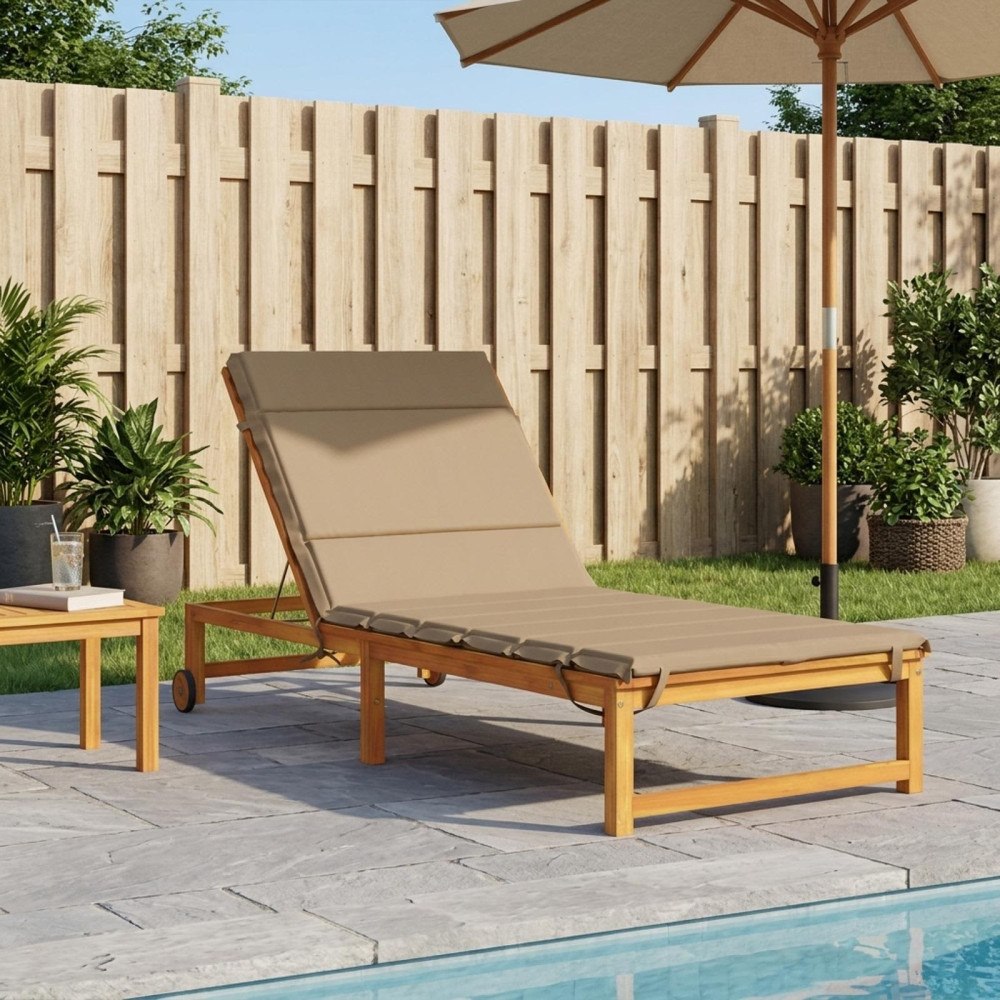 vidaXL Solstol Kudde GEMERT 100% Polyester Taupe 200 x 90 x 3 cm