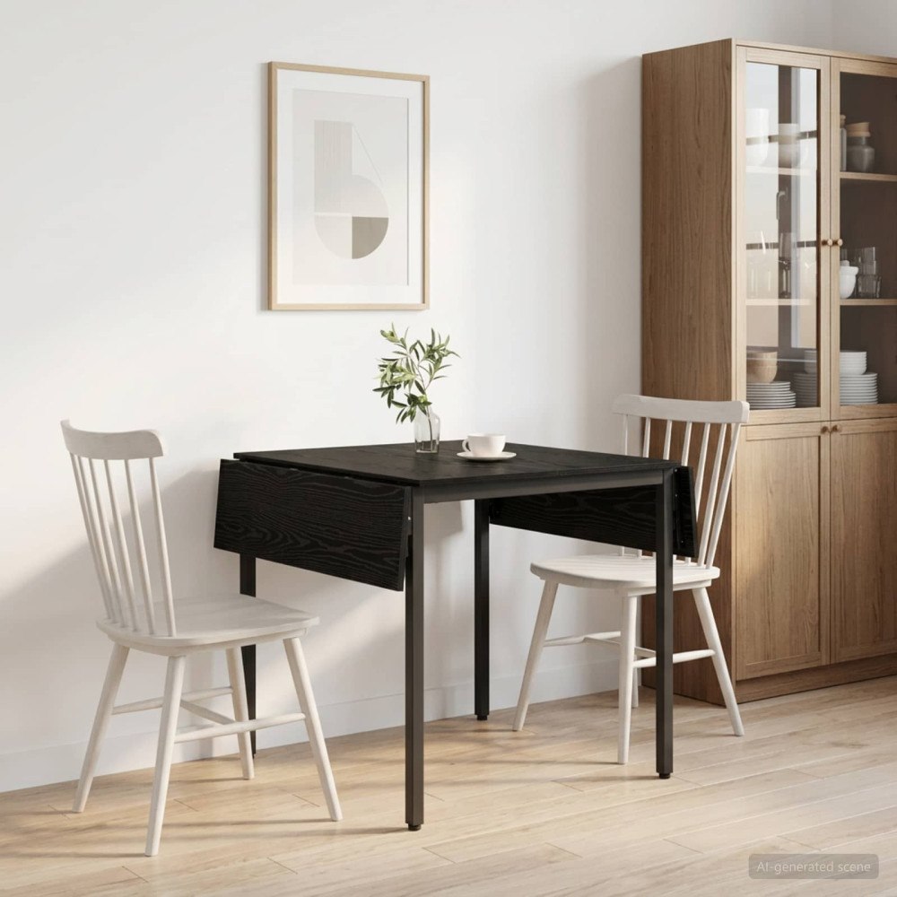 vidaXL Utbyggbart matbord 120 x 81,5 x 75 cm Konstruerat trä Svart ek