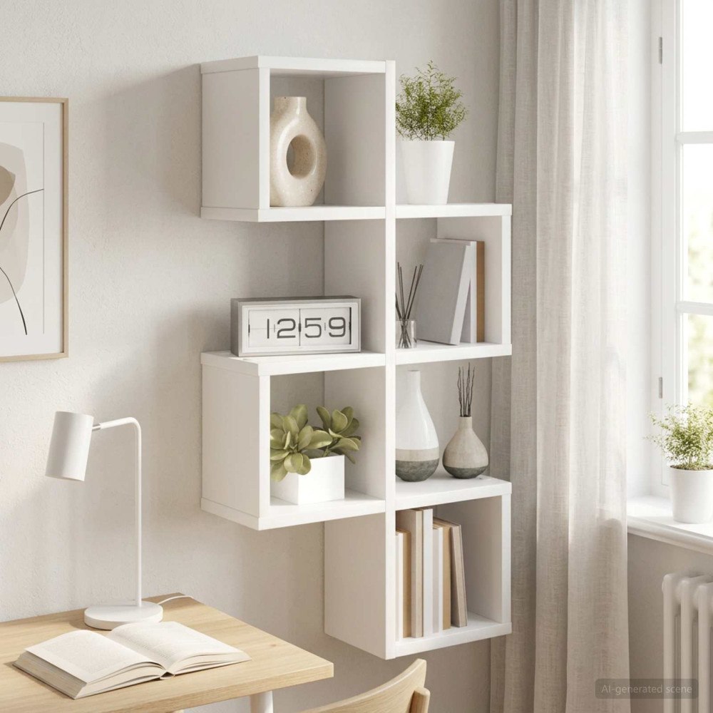vidaXL Vägg hylla Vit 39 x 15 x 76 cm