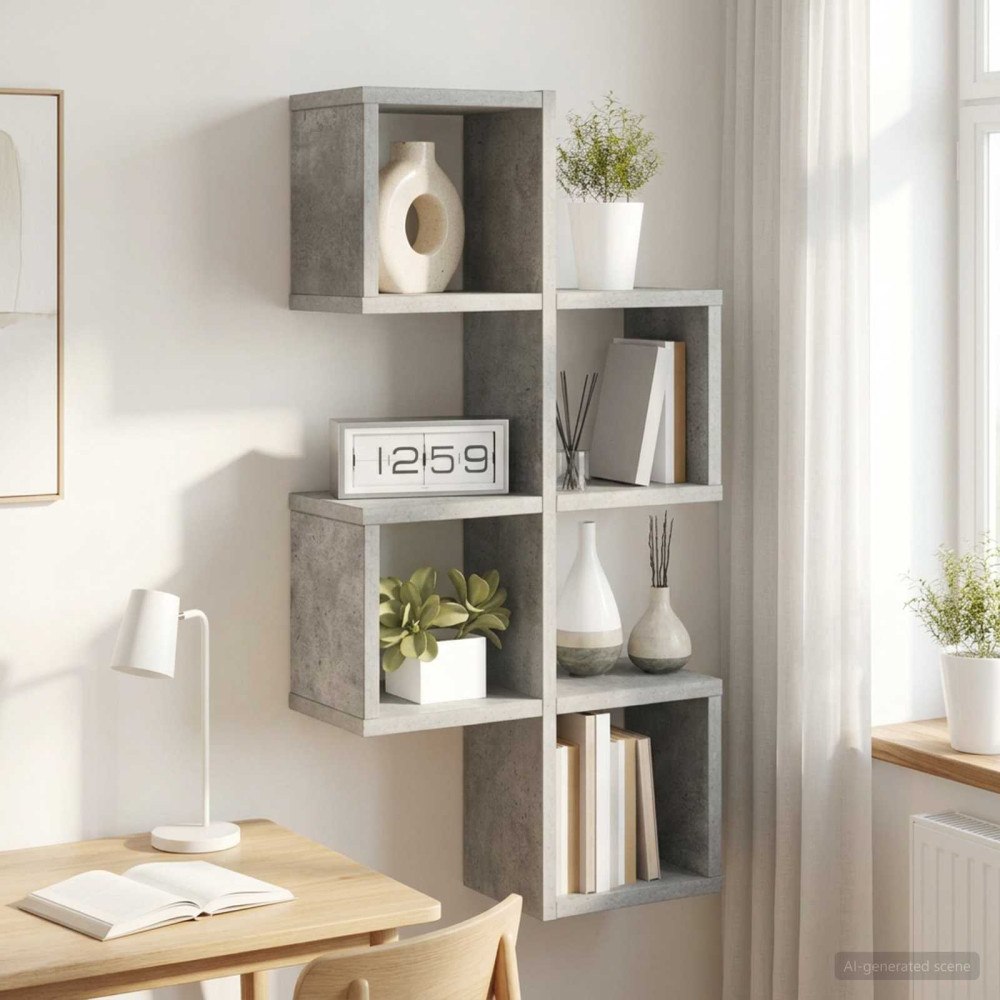 vidaXL Vägg hylla Betonggrå 39 x 15 x 76 cm