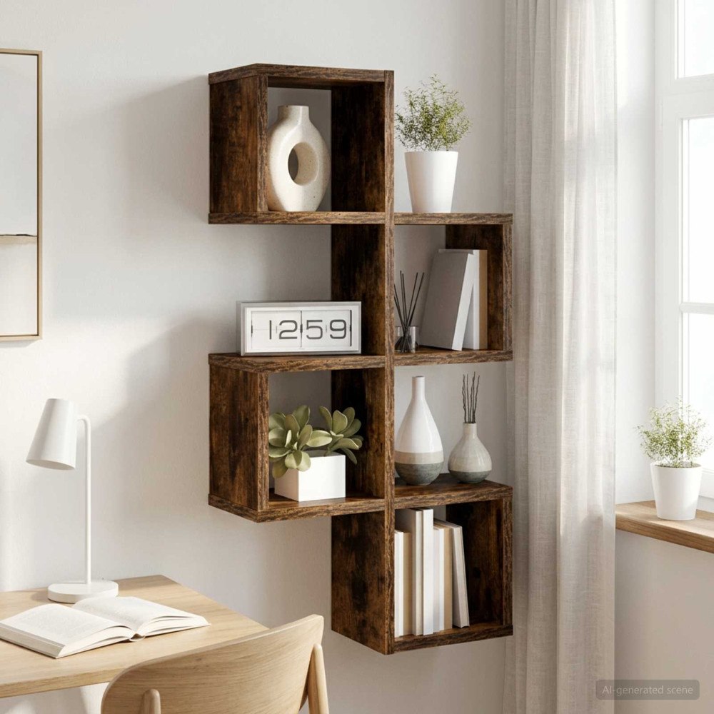 vidaXL Vägg hylla Rökt ek 39 x 15 x 76 cm