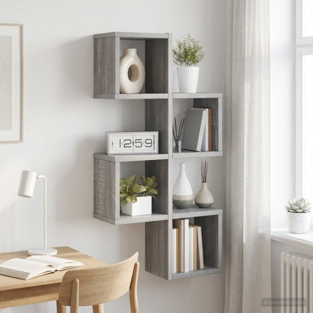 vidaXL Vägg hylla Grå Sonoma 39 x 15 x 76 cm