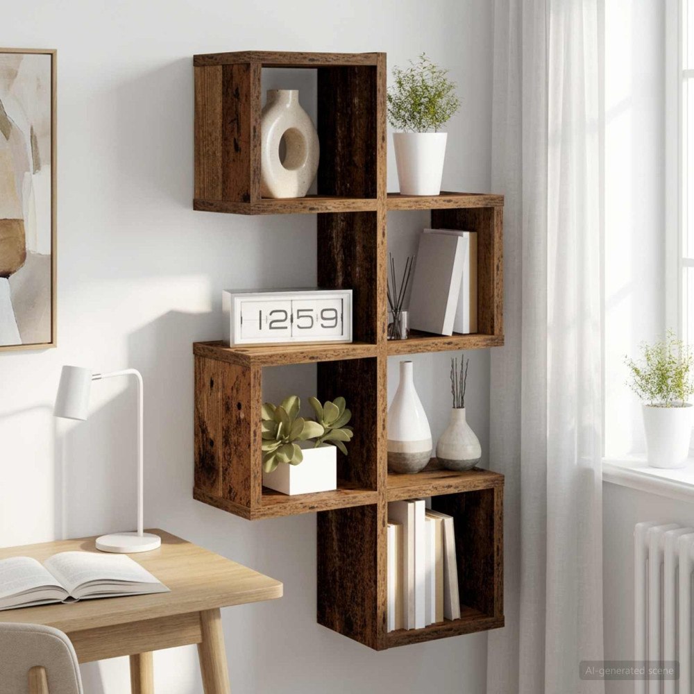 vidaXL Vägg hylla Gammalt trä 39 x 15 x 76 cm