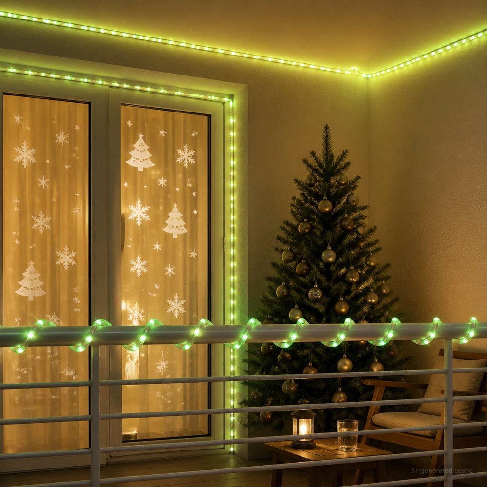 vidaXL LED-ljusslang för julen 2400 LED-lampor Grön 100 m