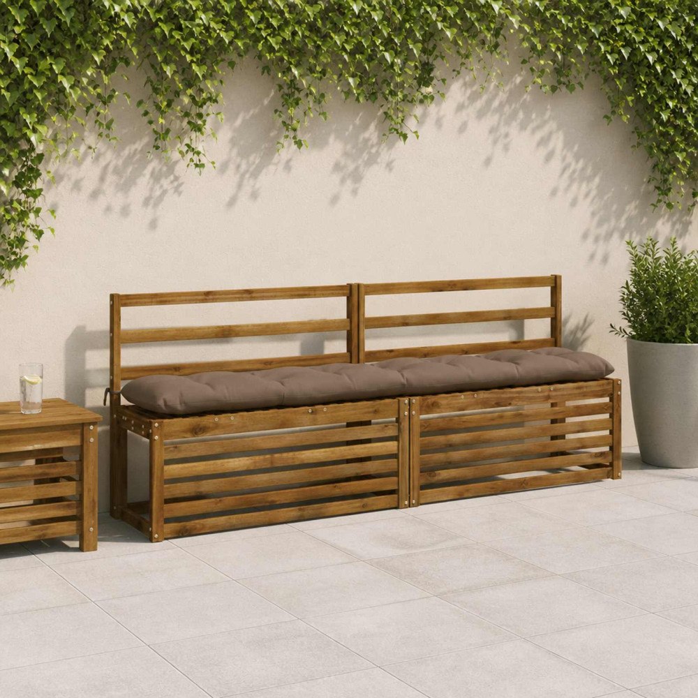 vidaXL Bänk Kuddar VIANEN 2 st 100% Polyester Taupe 200 x 30 x 12 cm