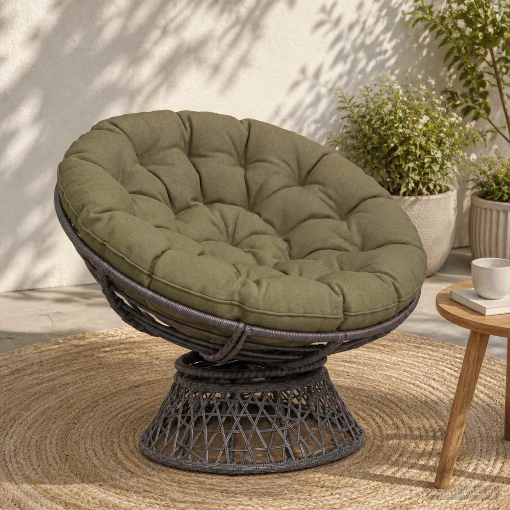 vidaXL Papasan-kudde VIANEN 100% Polyester Olivgrön Ø 100 x 12 cm