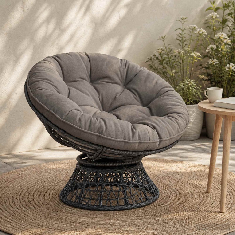 vidaXL Hängstolskudde VIANEN 100% Polyester Grå Ø 60 x 10 cm