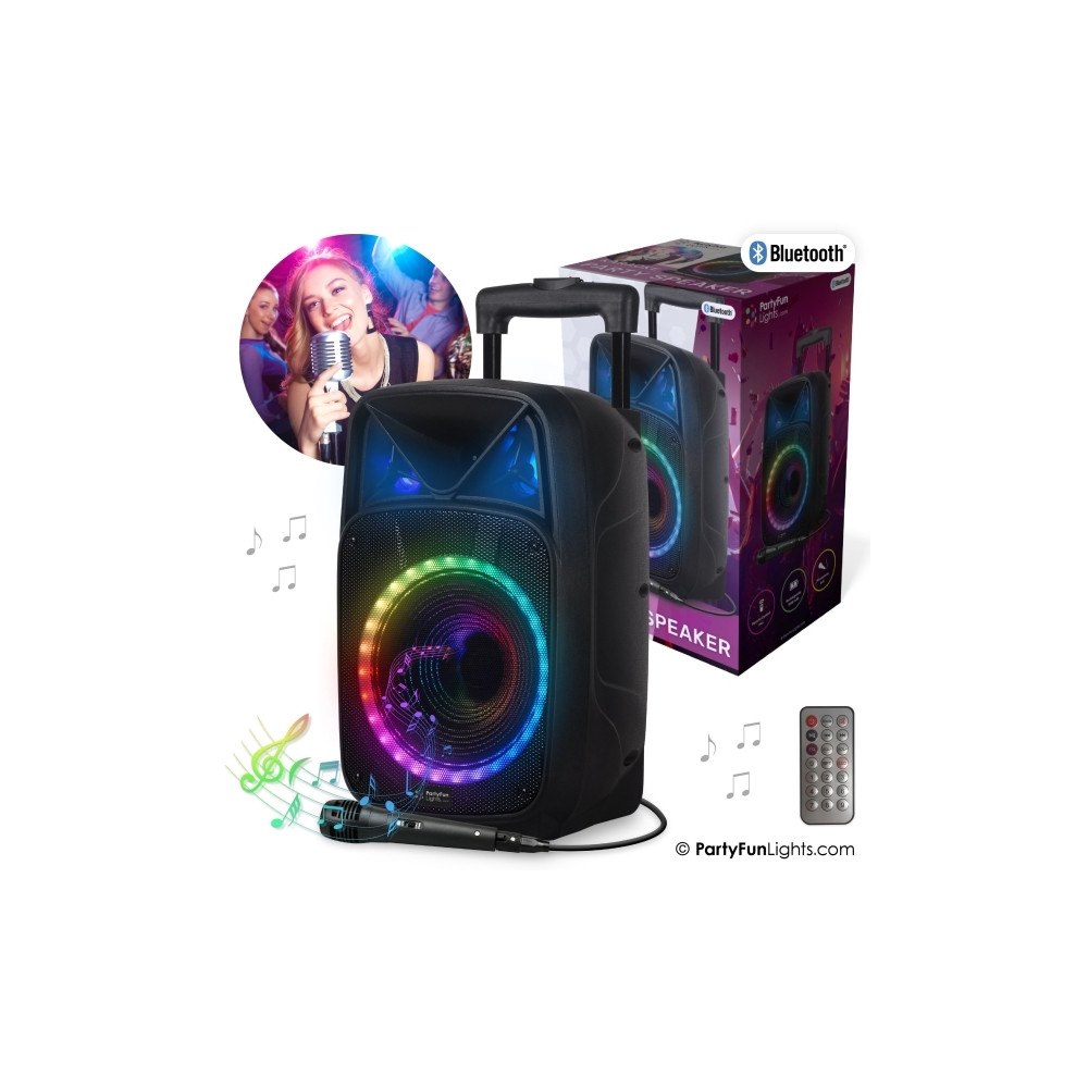 Partyfunlights Partyfunlights karaokehögtalare med Bluetooth, handtag och h...