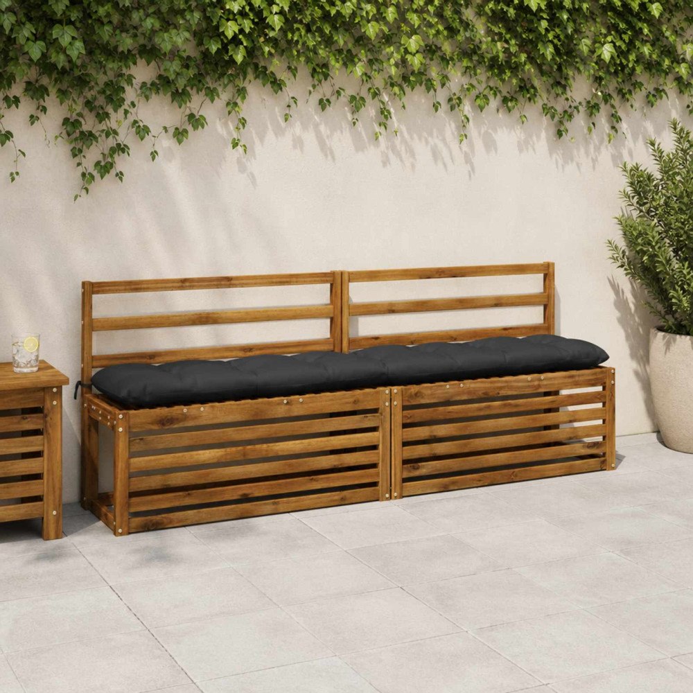 vidaXL Bänk Kuddar VIANEN 2 st 100% Polyester Mörkblå 200 x 30 x 12 cm