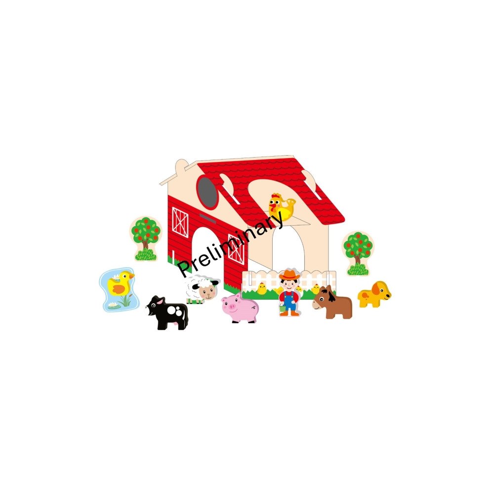 KREA KREA Farm lekset med 11 figurer, bondgård ca. 21 x 17 x 23 c...