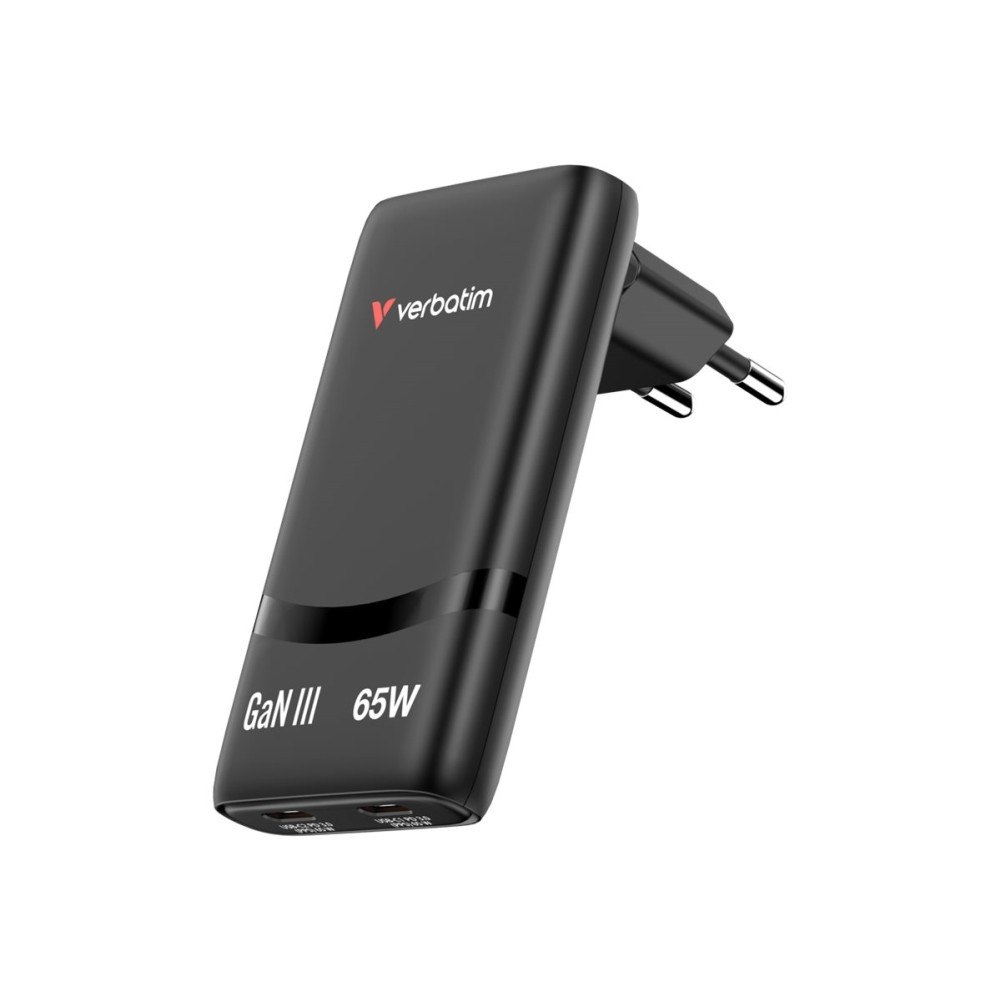 VERBATIM Verbatim Fold 'n' Go strömadapter - GaN - USB-C - 65 watt