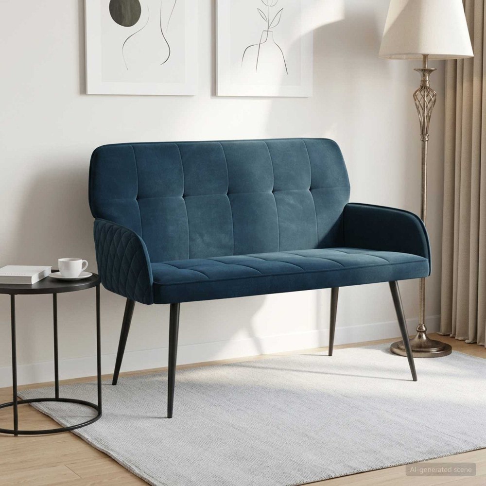 vidaXL 2-sitssoffa med metallben 2-sits Blå Sammet