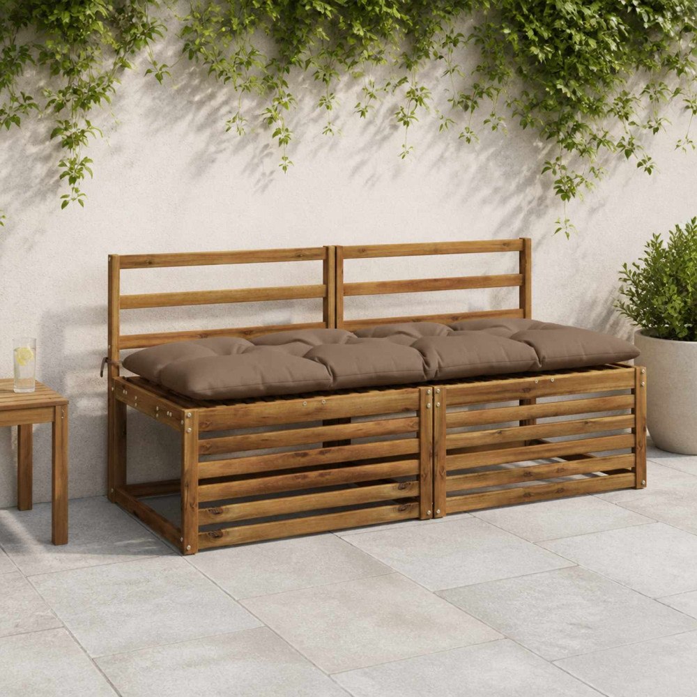 vidaXL Bänk Kuddar VIANEN 2 st 100% Polyester Taupe 150 x 60 x 12 cm