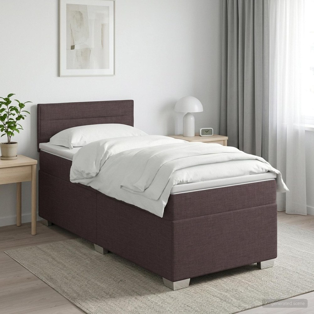 vidaXL Kontinentalsäng med madrass Mörkbrun 100 x 200 cm Tyg