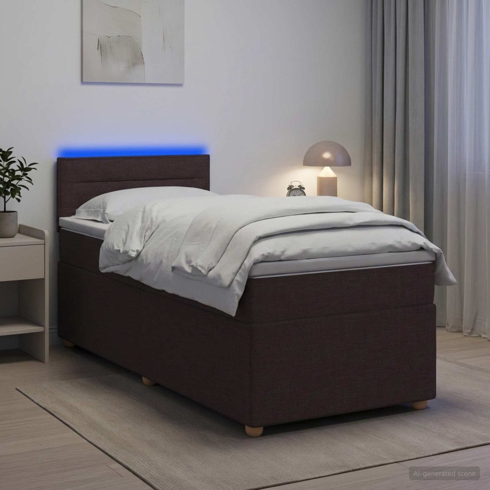 vidaXL Kontinentalsäng med madrass Mörkbrun 100 x 200 cm Tyg
