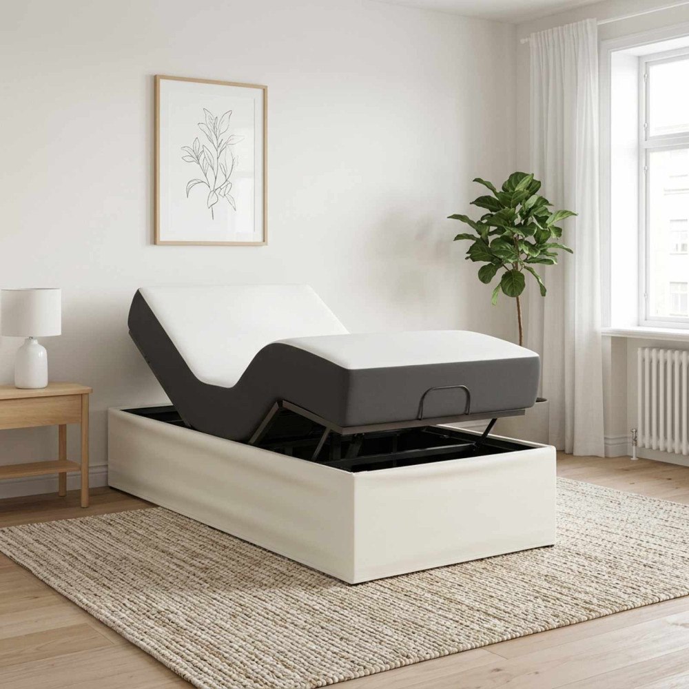 vidaXL Elektrisk Justerbar Säng Ram Vit 200 x 70 x 33,5 cm Stål