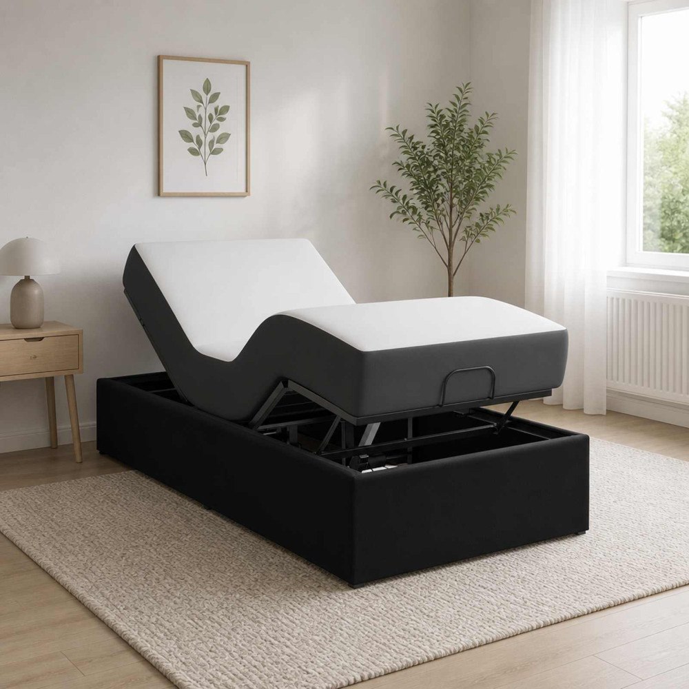 vidaXL Elektrisk Justerbar Säng Ram Svart 200 x 70 x 33,5 cm Stål