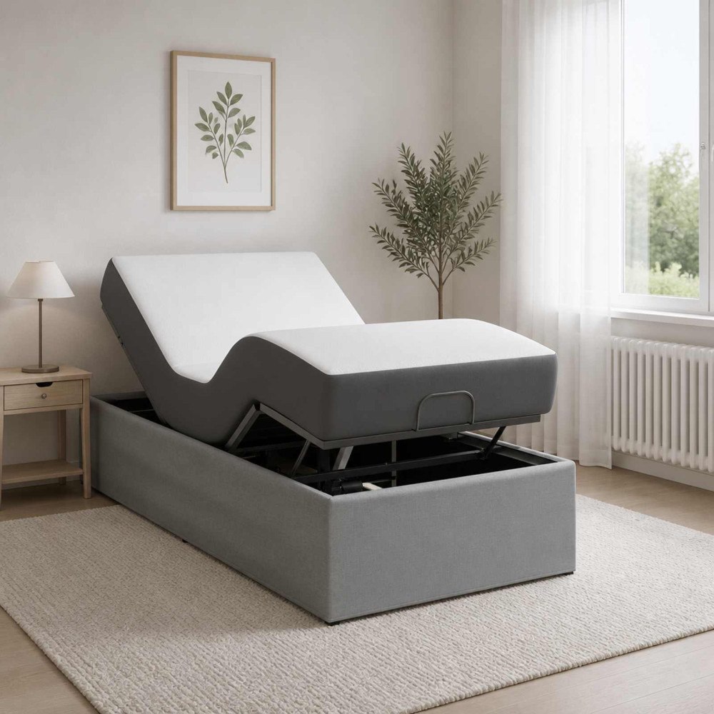 vidaXL Elektrisk Justerbar Säng Ram Ljusgrå 200 x 80 x 33,5 cm Stål