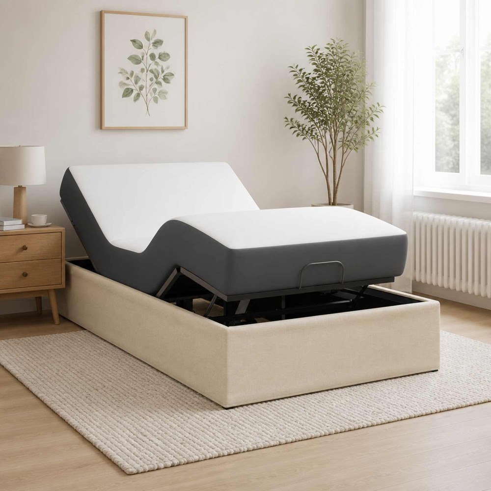 vidaXL Elektrisk Justerbar Säng Ram Gräddvit 200 x 80 x 33,5 cm Stål