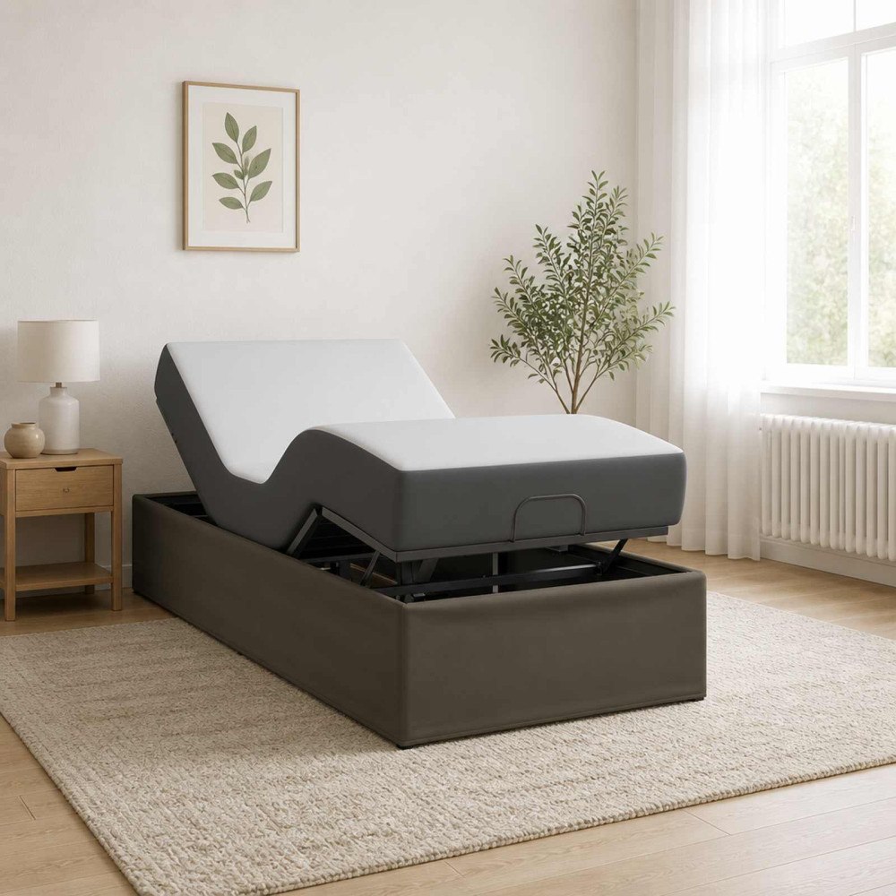 vidaXL Elektrisk Justerbar Säng Ram Grå 200 x 80 x 33,5 cm Stål