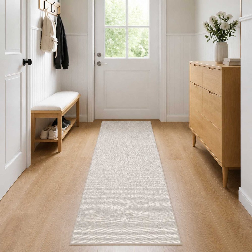 vidaXL Matta Gräddvit 50 x 100 cm 100% Polyester 3 mm Tvättbar
