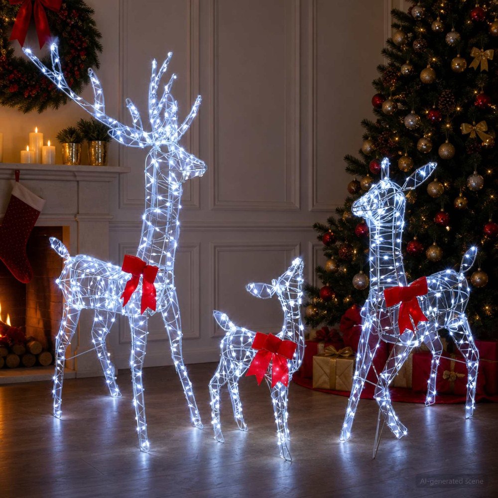 vidaXL Julbelysning renfamilj med LED LOVIISA 700 LED-lampor Kallvit