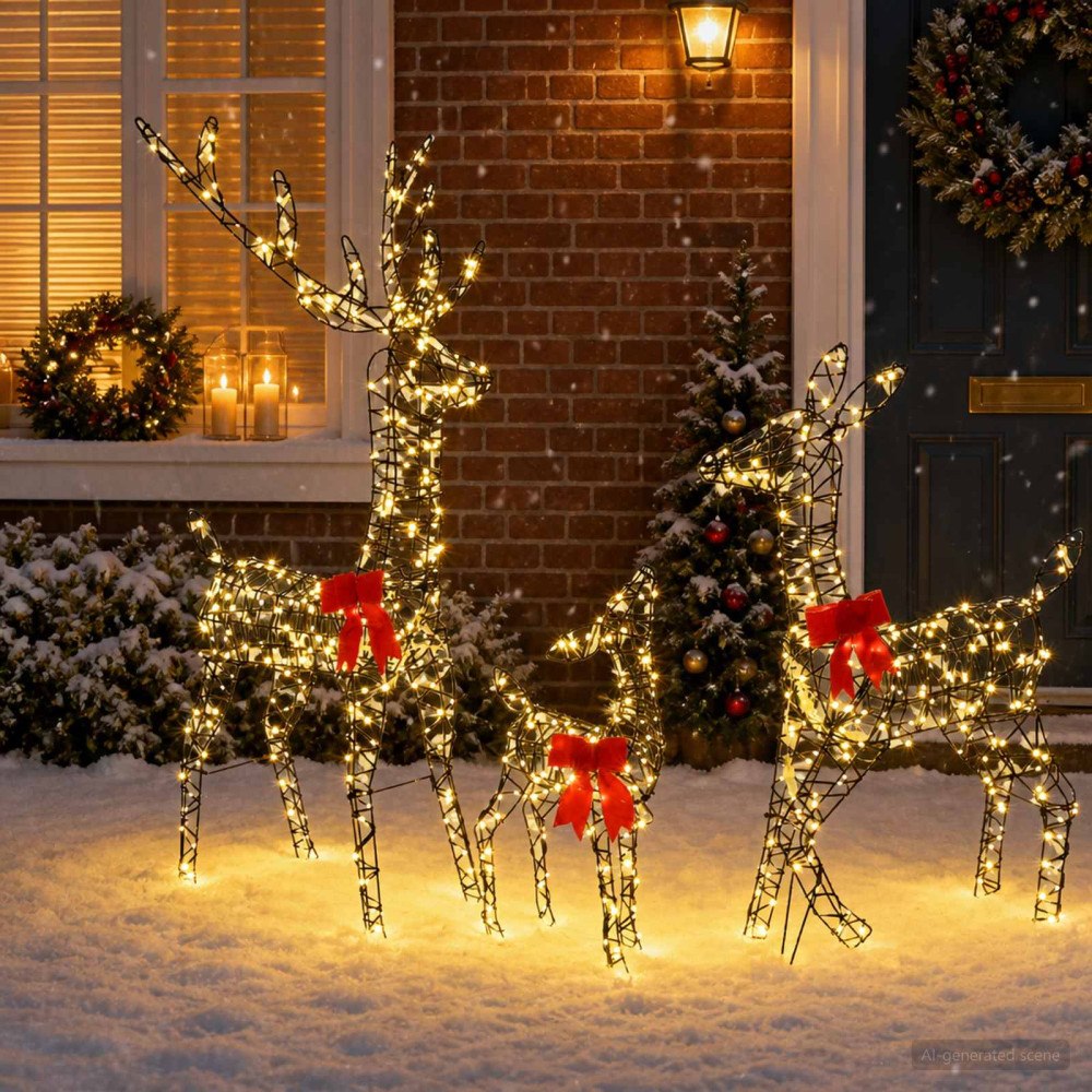 vidaXL Julbelysning renfamilj med LED LOVIISA 700 LED-lampor Varmvit