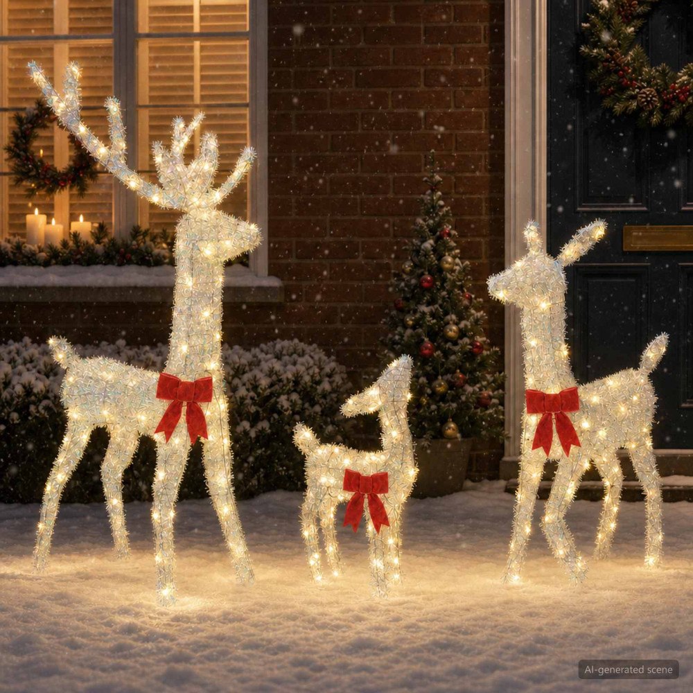 vidaXL Julbelysning renfamilj med LED LOVIISA 300 LED-lampor Varmvit