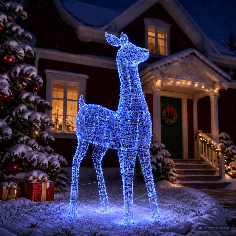vidaXL Julbelysning ren LOVIISA 900 LED-lampor Blå 122 x 56 x 215 cm