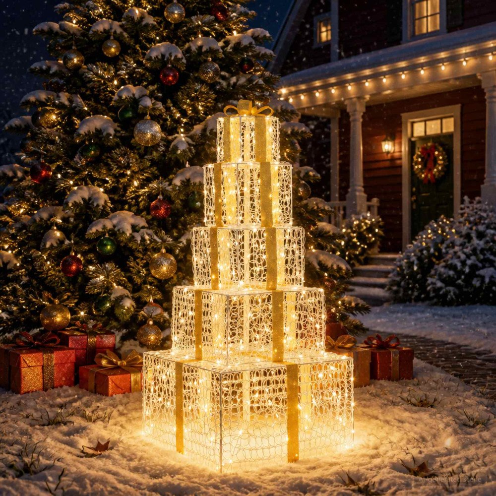 vidaXL Stapelbar juldekoration med LED-presentboxar 250 LED-lampor