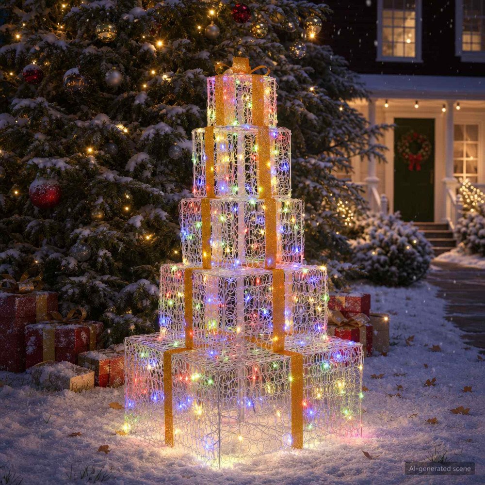 vidaXL Stapelbar juldekoration med LED-presentboxar 250 LED-lampor