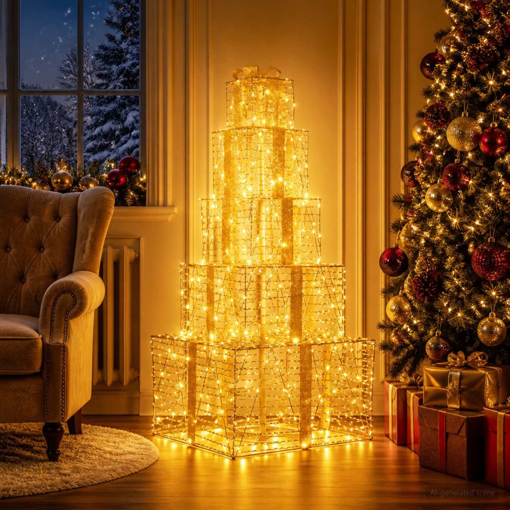 vidaXL Stapelbar juldekoration med LED-presentboxar 250 LED-lampor