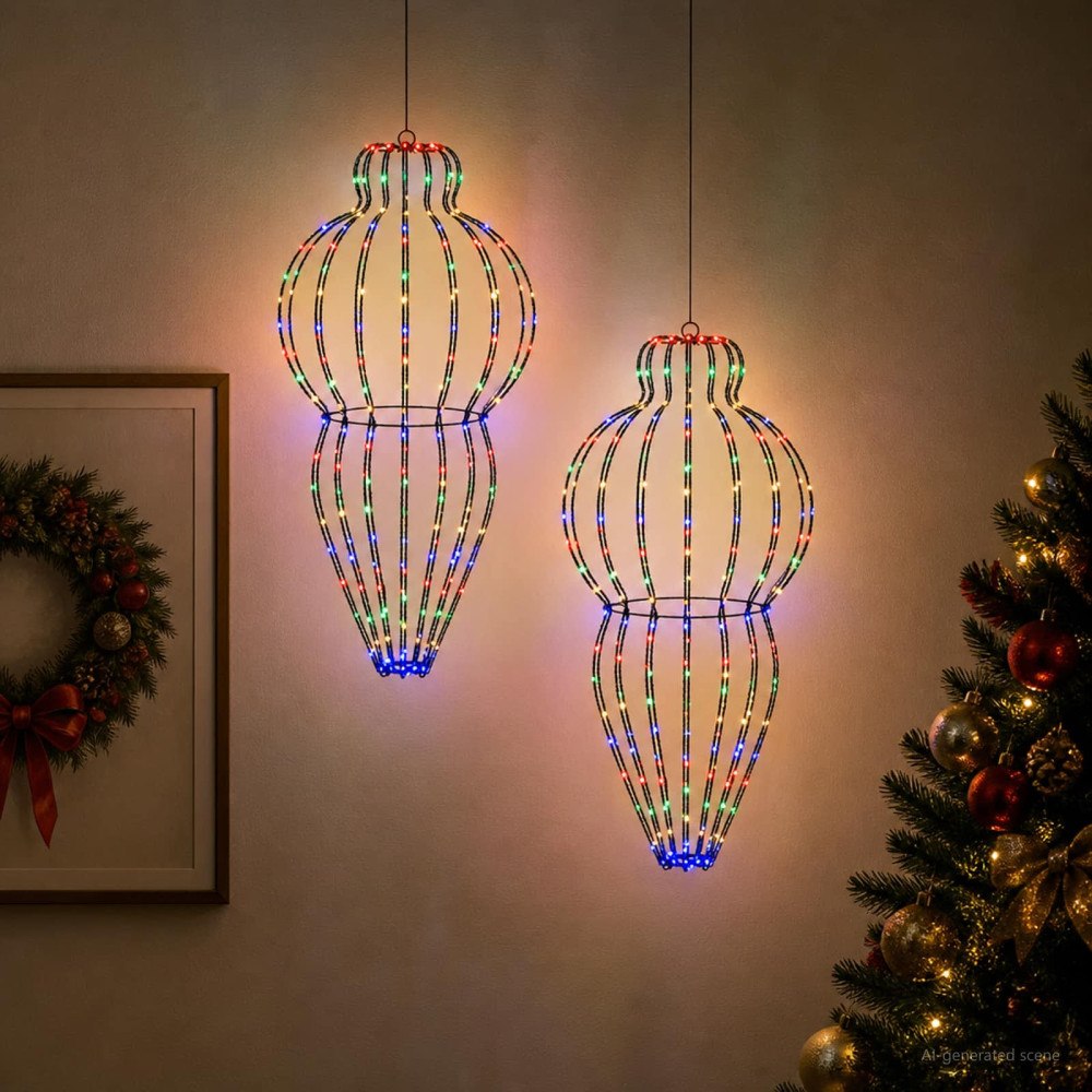 vidaXL Julspira med belysning 2 st 640 LED-lampor Mångfärgad