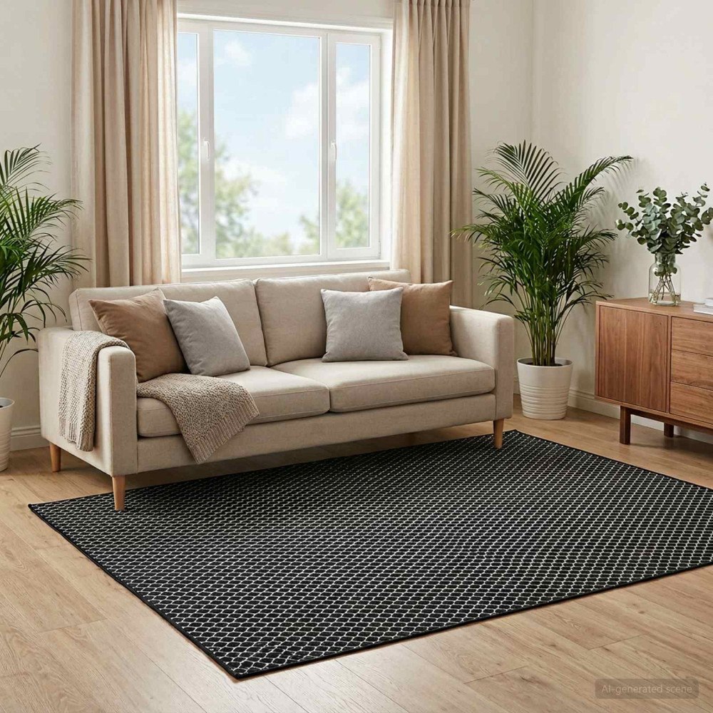 vidaXL Matta ORIZ Svart nätmönster 200 x 280 cm 100% Polyester