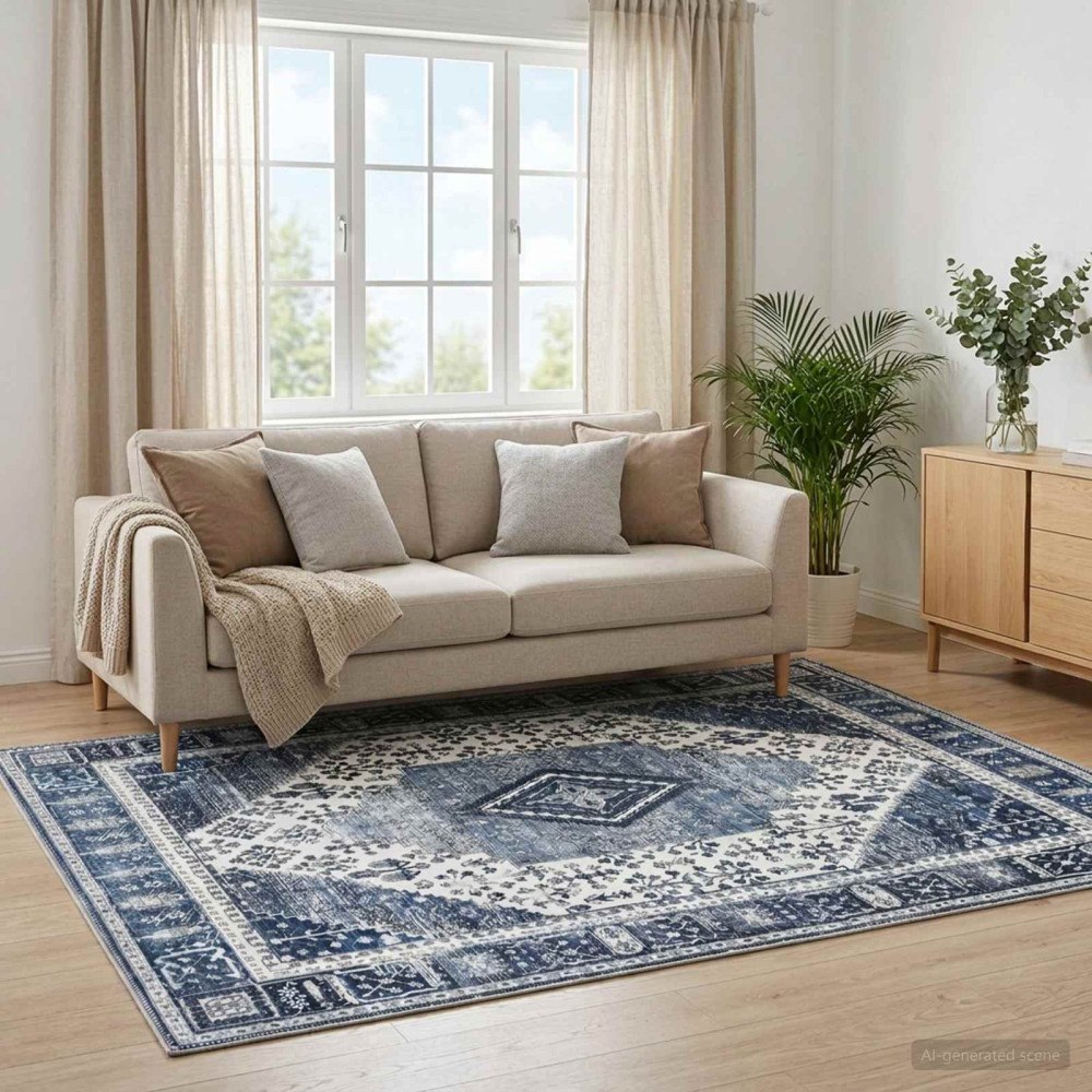 vidaXL Matta ORIZ Mörkblå 200 x 200 cm 100% Polyester