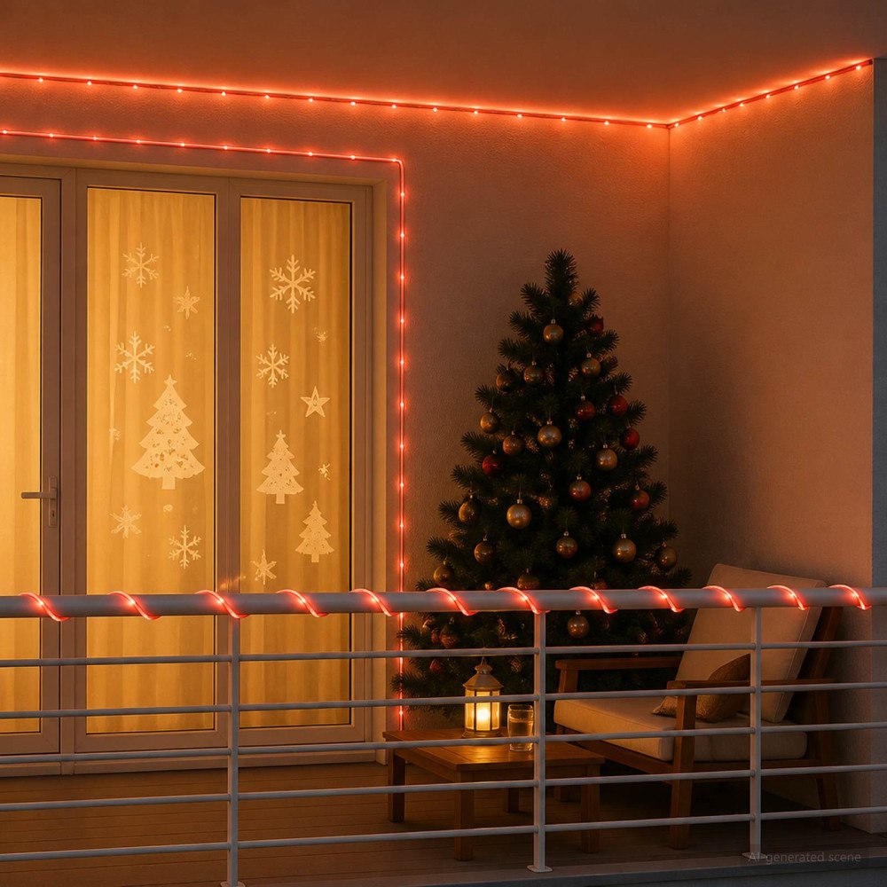 vidaXL LED-ljusslang för julen 240 LED-lampor Röd 10 m