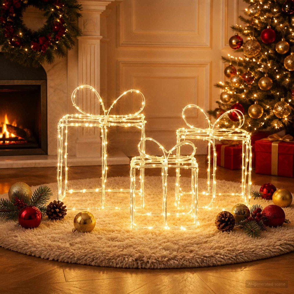 vidaXL Julklappsaskar med belysning LOVIISA 3 st 360 LED-lampor