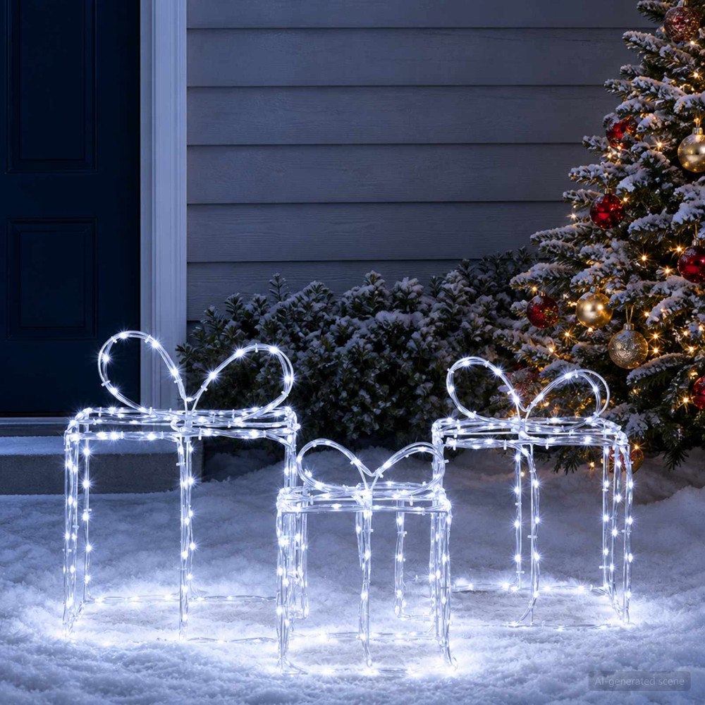 vidaXL Julklappsaskar med belysning LOVIISA 3 st 360 LED-lampor