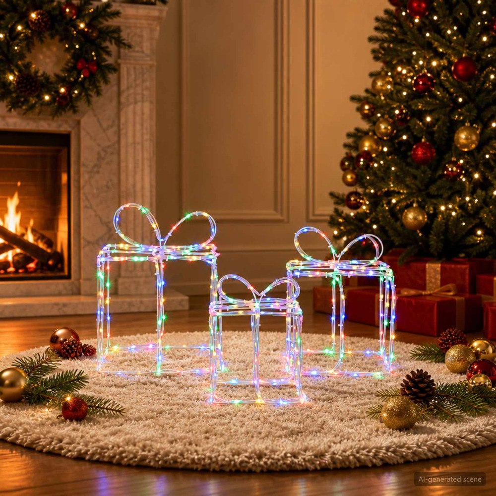 vidaXL Julklappsaskar med belysning LOVIISA 3 st 360 LED-lampor