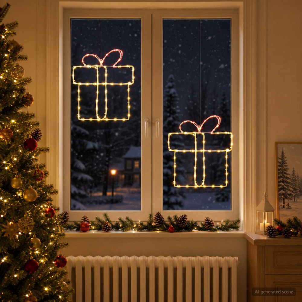 vidaXL Fönstersiluett julbelysning LOVIISA 2 st 160 LED-lampor