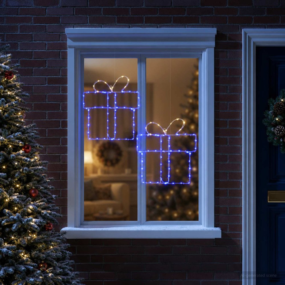 vidaXL Fönstersiluett julbelysning LOVIISA 2 st 160 LED-lampor