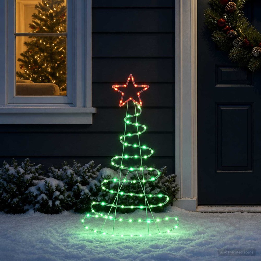 vidaXL LED-ljusskylt julgran LOVIISA 100 LED-lampor Röd & Grön