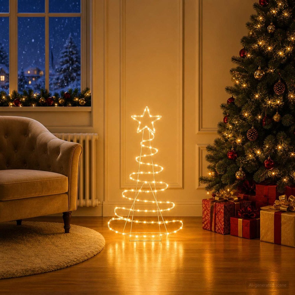 vidaXL LED-ljusskylt julgran LOVIISA 100 LED-lampor Varmvit 51 x 99 cm