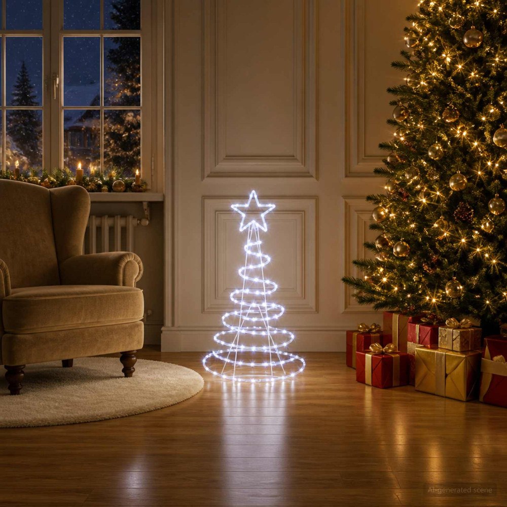 vidaXL LED-ljusskylt julgran LOVIISA 100 LED-lampor Kallvit 51 x 99 cm